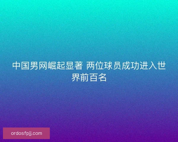 中国男网崛起显著 两位球员成功进入世界前百名