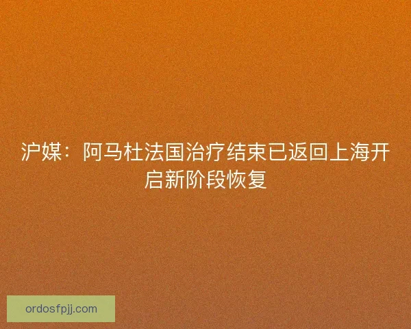 沪媒：阿马杜法国治疗结束已返回上海开启新阶段恢复